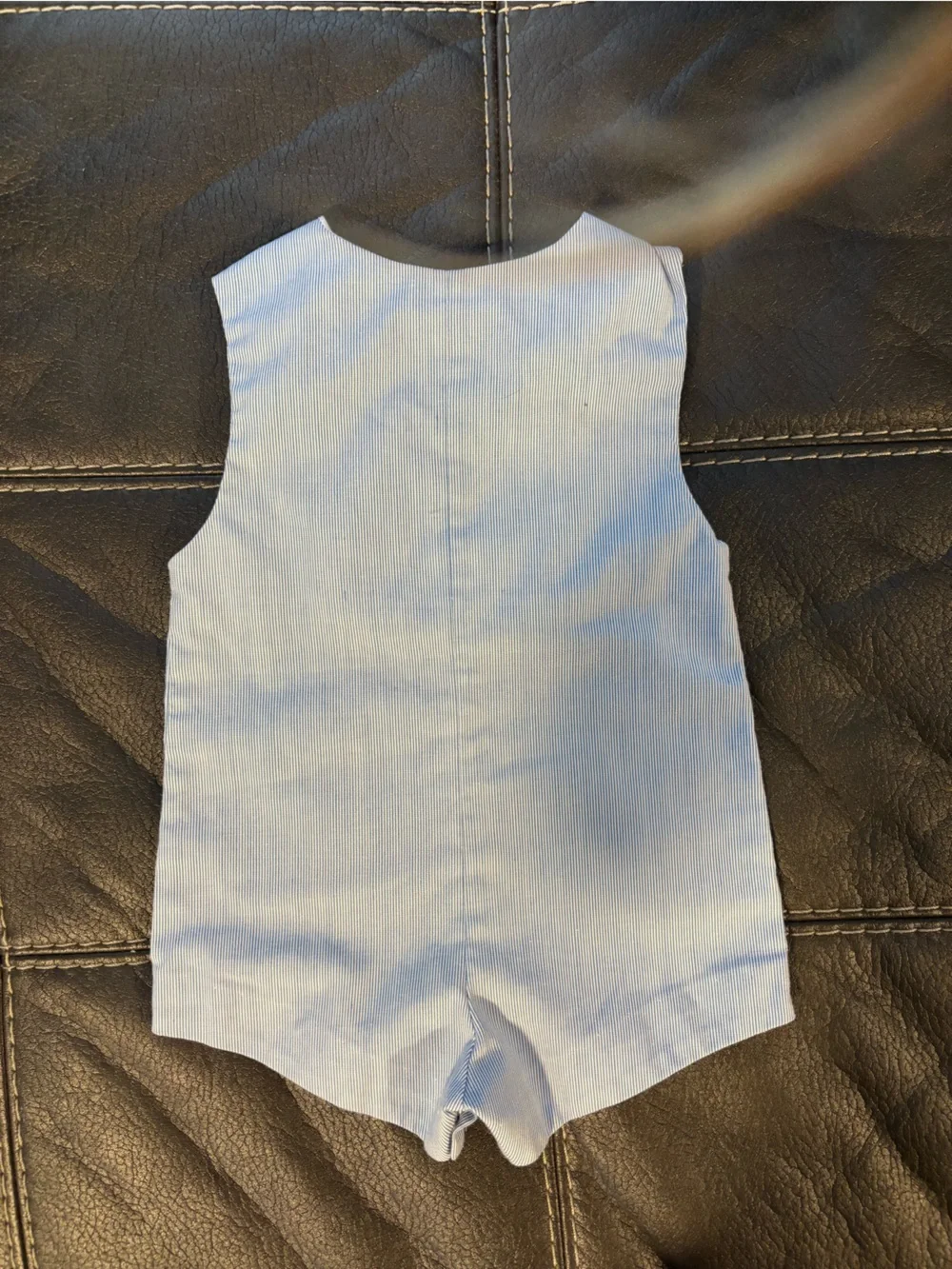 Vintage Light Blue Puppy Appliqué Baby Romper